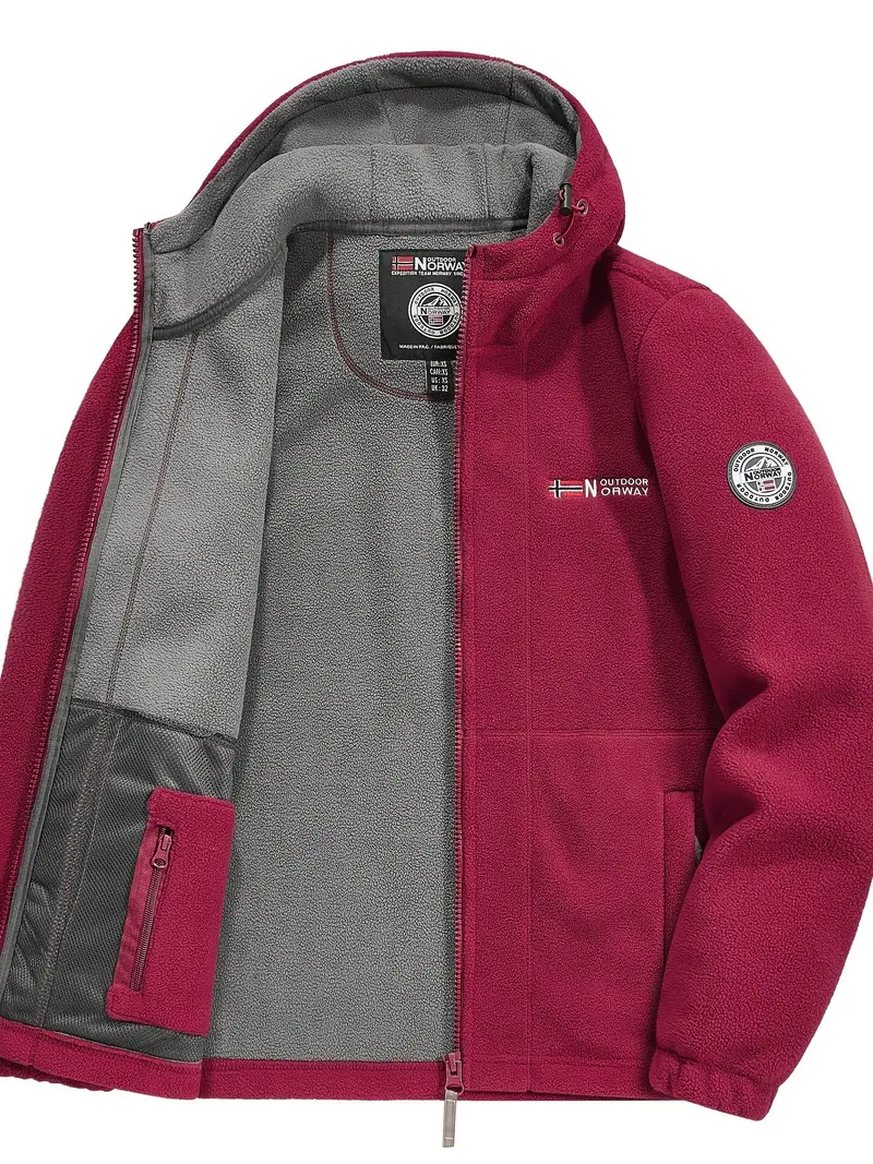 超安い品質 men's hooded jacket, 100% polyester fleece-lined zip-up Clothing